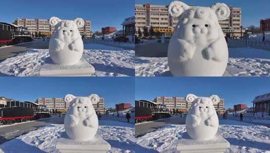 十二生肖雪雕《未羊》高清在线视频素材下载