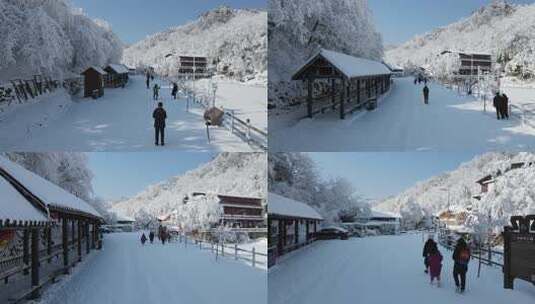 汉江源景区雪景航拍宣传片高清在线视频素材下载