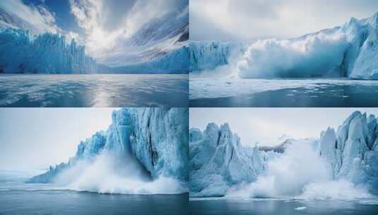 冰川崩塌的壮丽瞬间 全球变暖高清在线视频素材下载