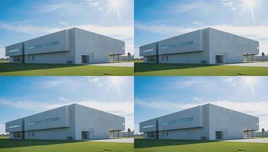 工业地产现代厂房仓库建筑外观实拍场景高清在线视频素材下载