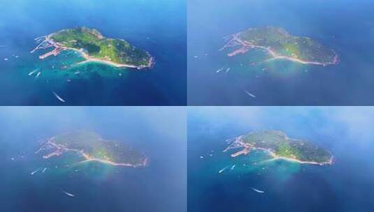 海南陵水分界洲岛高视角航拍佛光海岸线全景高清在线视频素材下载