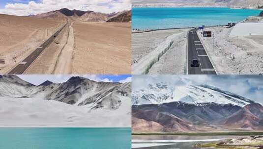 新疆帕米尔高原雪山湖泊航拍合集高清在线视频素材下载