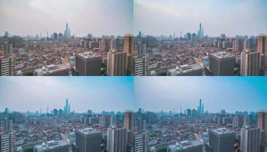 上海_居民楼与CBD_日转夜_上海城市4K高清在线视频素材下载