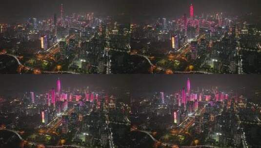 深圳城市夜景航拍高清在线视频素材下载