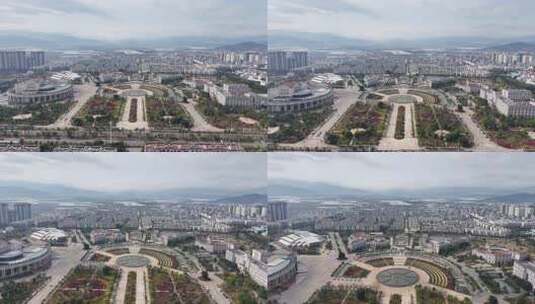 云南红河文化广场五大文化中心航拍高清在线视频素材下载