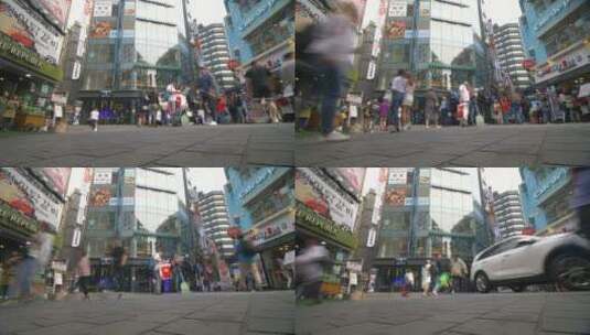 首尔的步行街延时拍摄高清在线视频素材下载