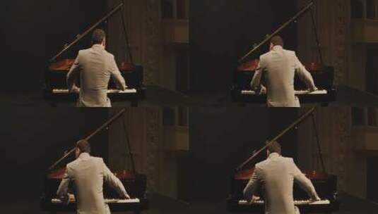 钢琴家在舞台上演奏高清在线视频素材下载