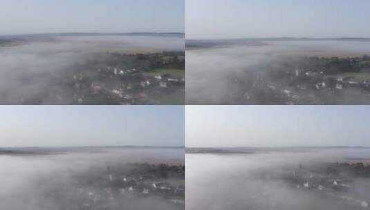 雨雾缭绕的半岛城市航拍高清在线视频素材下载