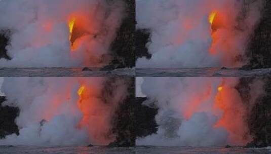 熔岩流入海洋导致雾气上升高清在线视频素材下载