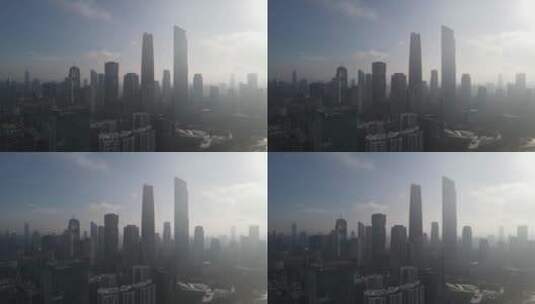 广州珠江新城清晨航拍高清在线视频素材下载