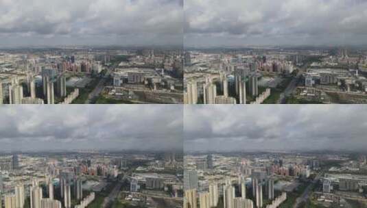 蓝天白云下城市景观高清在线视频素材下载
