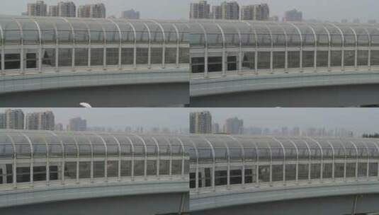 武汉光谷量子号立交桥航拍特写车辆行驶709高清在线视频素材下载