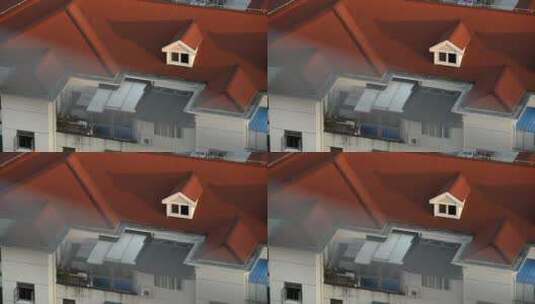 红顶住宅楼俯拍空镜高清在线视频素材下载