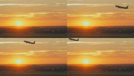 机场上空的日落高清在线视频素材下载