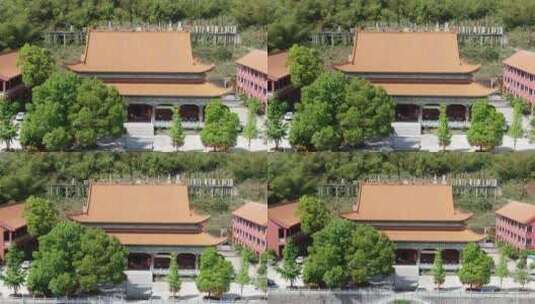 航拍湖南中坡山森林公园菩提寺高清在线视频素材下载