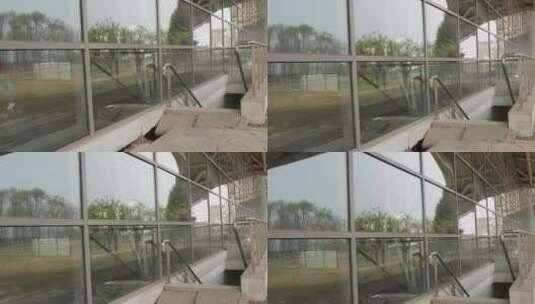 现代建筑设计玻璃墙面钢铁结构高清在线视频素材下载