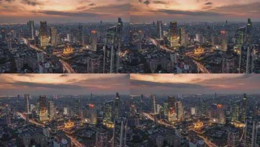 上海航拍静安区繁华夜景高清在线视频素材下载