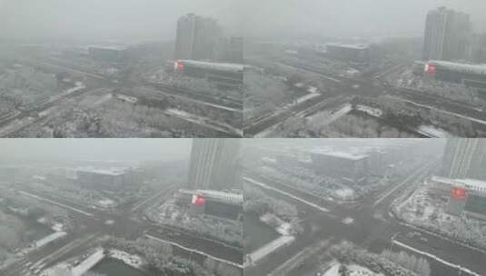 4k航拍南京城市雪景高清在线视频素材下载