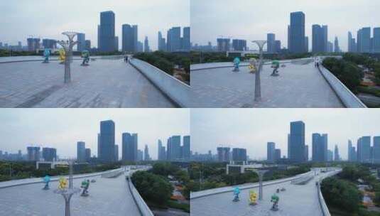 杭州滨江钱江世纪公园亚运会场地航拍高清在线视频素材下载