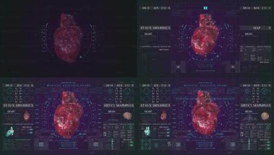 心脏科技HUD屏幕节目医疗大数据智能界面高清在线视频素材下载