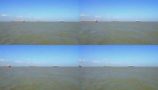 上海长江口深水航道运输船舶高清在线视频素材下载