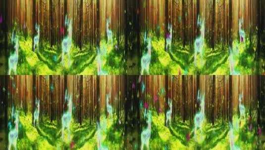 粒子麋鹿  森林动物 原始森林 绿色系高清在线视频素材下载