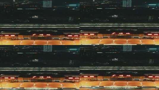 城市航拍广州站夜景竖屏高清在线视频素材下载