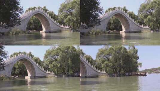 移动镜头北京颐和园玉带桥与昆明湖高清在线视频素材下载