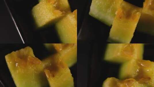 甜瓜香瓜羊角蜜果切高清在线视频素材下载