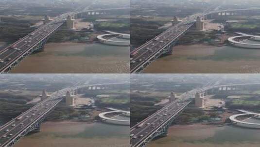 航拍江苏南京长江大桥高清在线视频素材下载