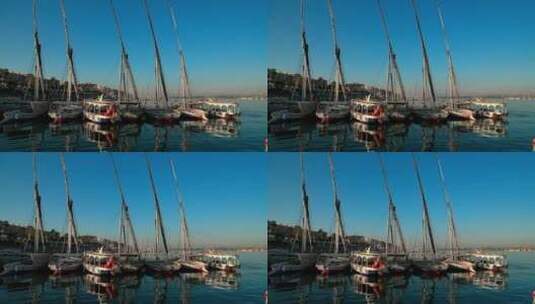 卢克索的尼罗河帆船码头高清在线视频素材下载