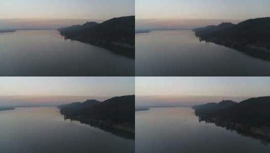航拍武汉东湖磨山傍晚高清在线视频素材下载