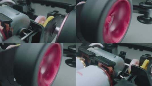 红色跑车 电动车 齿轮摇后轮 高速旋转 组镜高清在线视频素材下载