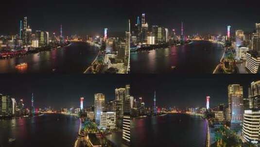 上海北外滩夜景航拍空镜高清在线视频素材下载