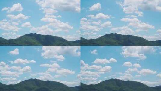 蓝天白云山延时日系小清新天空云朵飘动变化高清在线视频素材下载