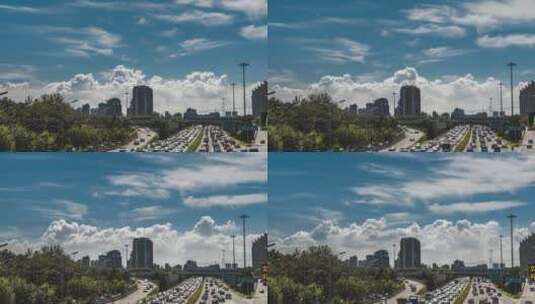 2022.8.16北京北四环桥积雨云翻滚延时拍摄高清在线视频素材下载