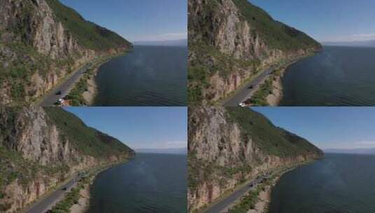 云南大理洱海环海东路公路自驾旅行风光高清在线视频素材下载