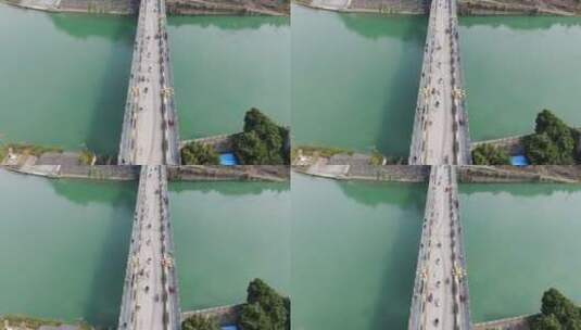 航拍湖南洪江古商城大桥高清在线视频素材下载