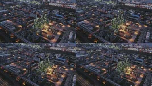 航拍化学工业园区重工业码头夜景高清在线视频素材下载