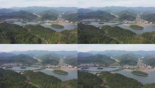 浙江浦江县通济湖水库风光4K航拍高清在线视频素材下载