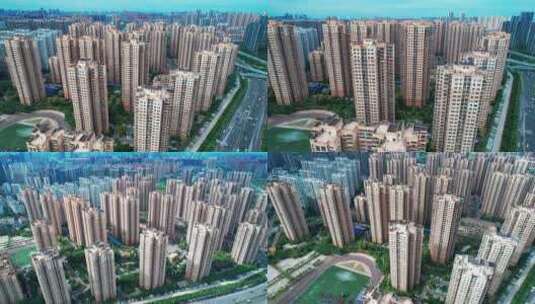武汉城市房地产建筑航拍多镜头高清在线视频素材下载