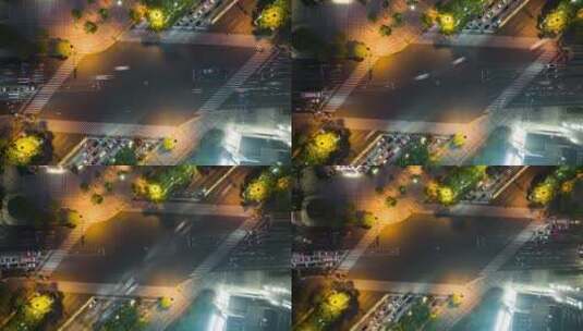 俯视繁忙的车流夜景延时摄影高清在线视频素材下载