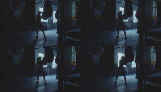 健身房里的女子拳击手高清在线视频素材下载