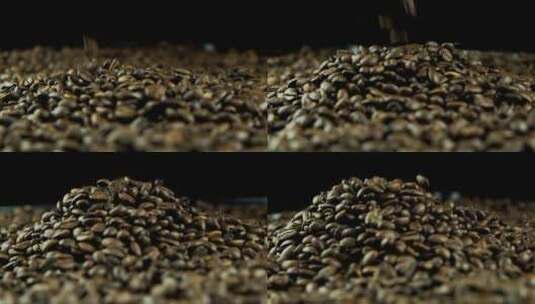 掉落的棕色的咖啡豆镜头特写视频高清在线视频素材下载