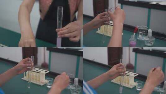 中学学生化学课堂做实验高清在线视频素材下载