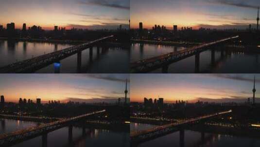【延时】武汉长江大桥夕阳高清在线视频素材下载