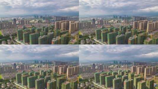 浙江义乌城市建设航拍延时摄影高清在线视频素材下载
