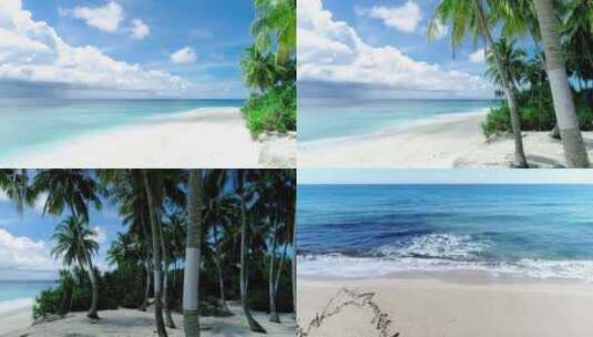 海滩、棕榈树和海水高清在线视频素材下载