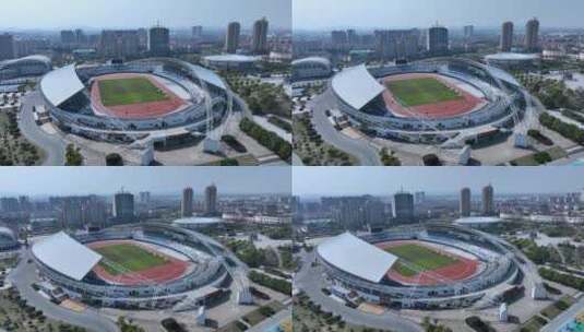 航拍江西鹰潭市体育中心体育馆高清在线视频素材下载