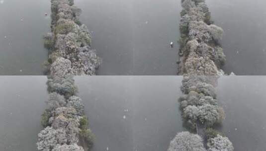 航拍西湖大雪高清在线视频素材下载